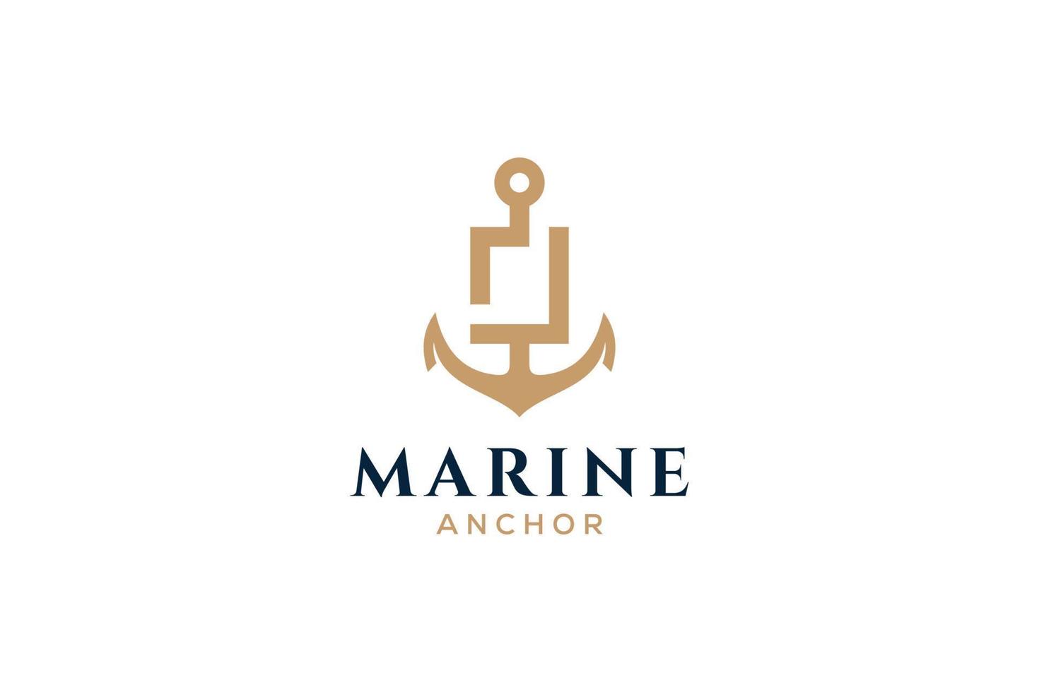 brief j monogram, anker logo. logo van jacht club, maritiem embleem. vector