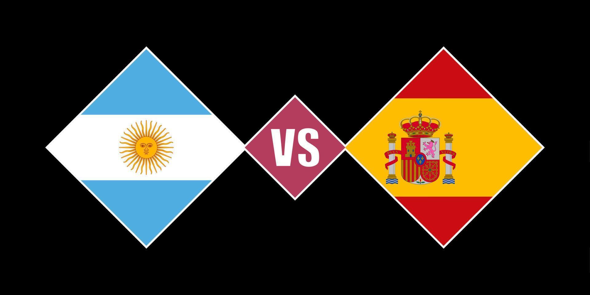 Argentinië vs Spanje vlag concept. vector illustratie.