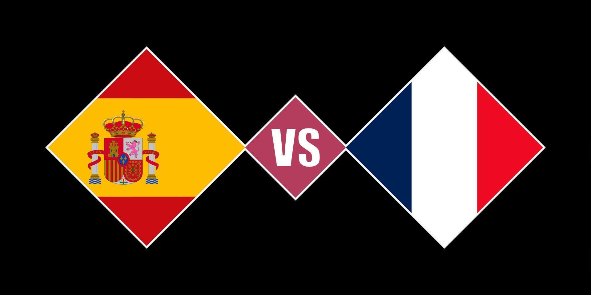 Spanje vs Frankrijk vlag concept. vector illustratie.
