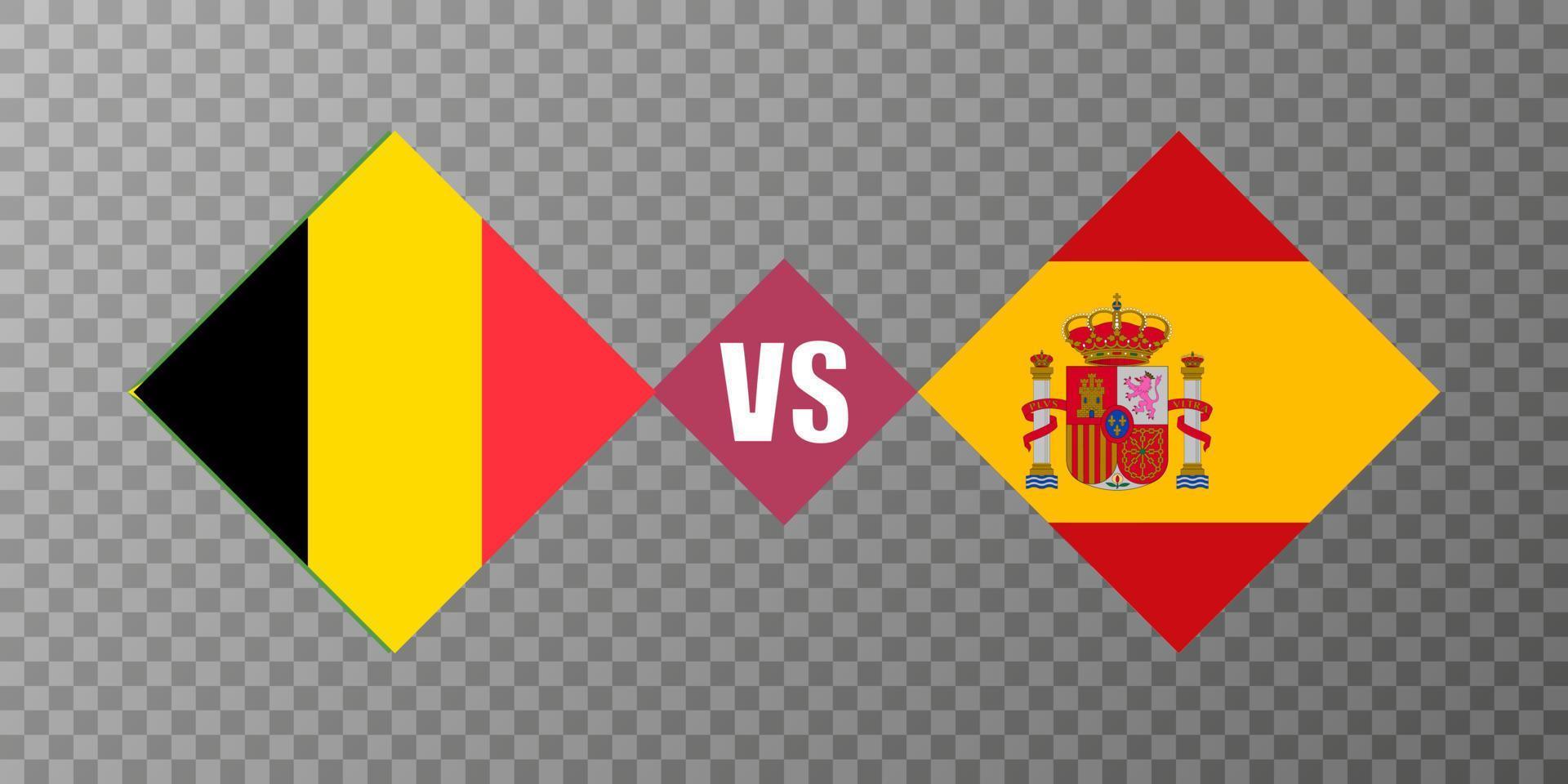 belgie vs Spanje vlag concept. vector illustratie.