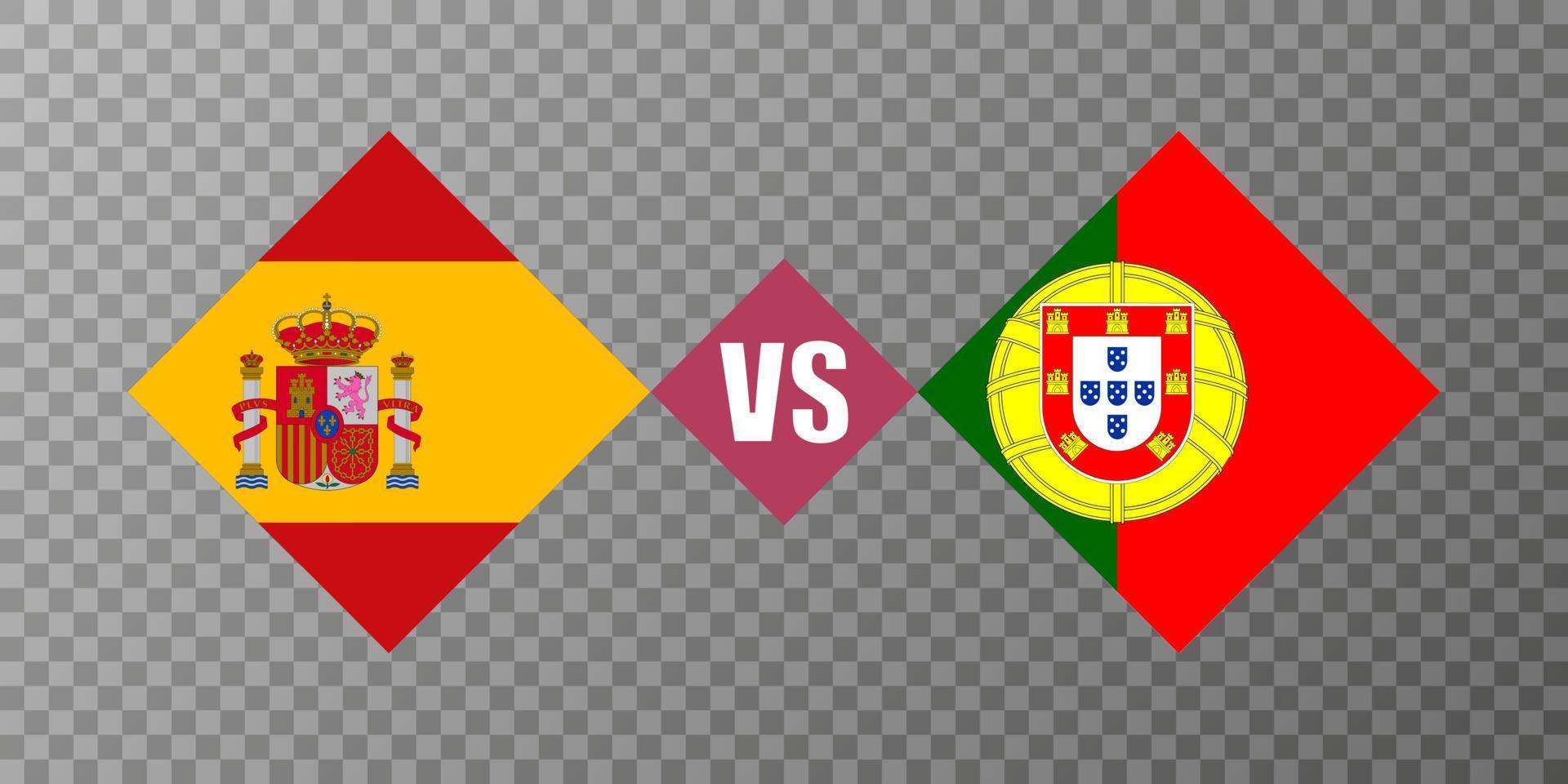 Spanje vs Portugal vlag concept. vector illustratie.