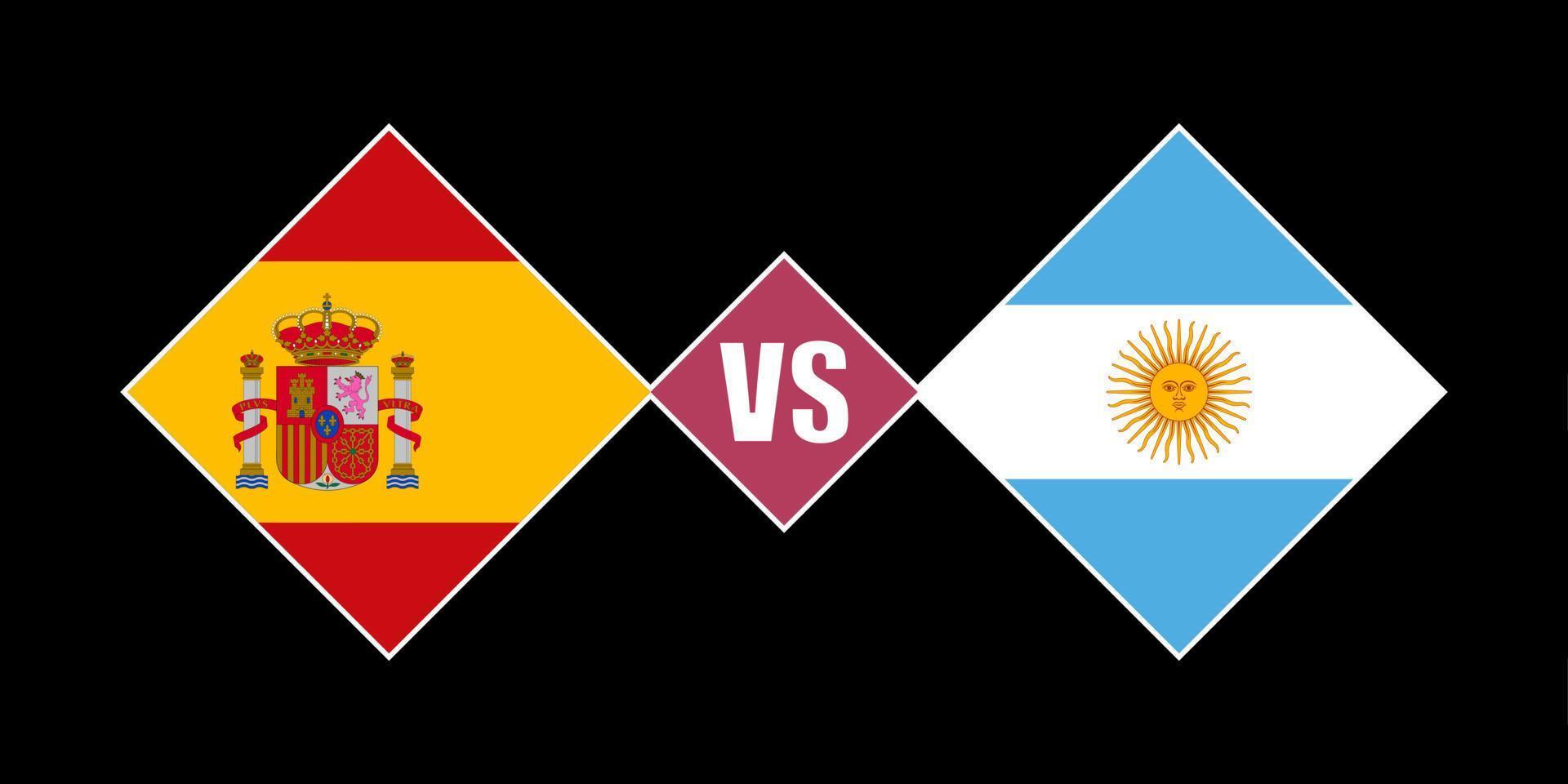Spanje vs Argentinië vlag concept. vector illustratie.