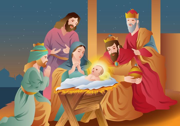 Kerst Religieuze Gelukkige Epifanie vector
