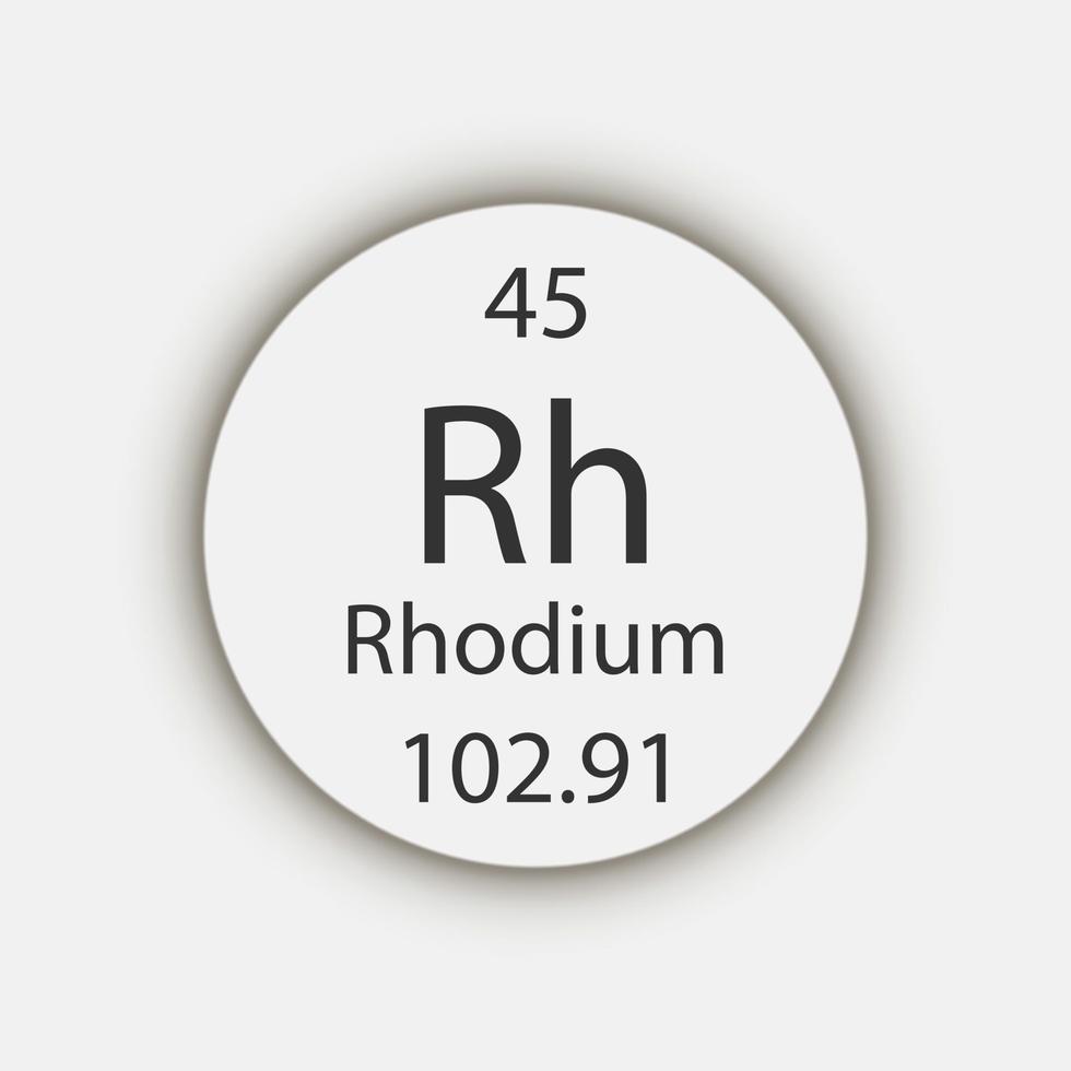 rhodium symbool. scheikundig element van het periodiek systeem. vectorillustratie. vector