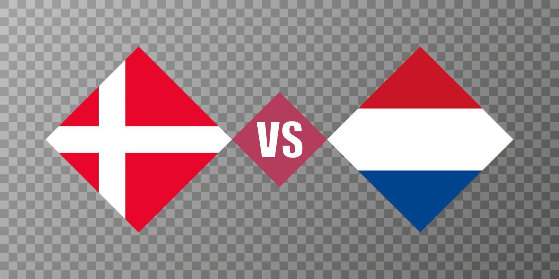 Denemarken vs Nederland vlag concept. vector illustratie.