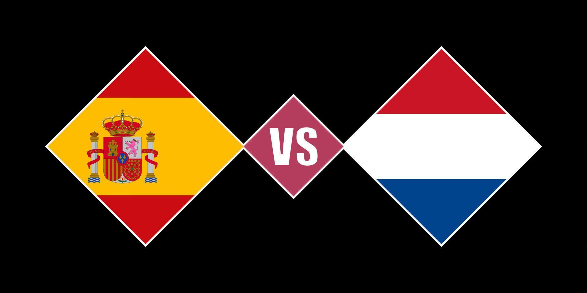 Spanje vs Nederland vlag concept. vector illustratie.