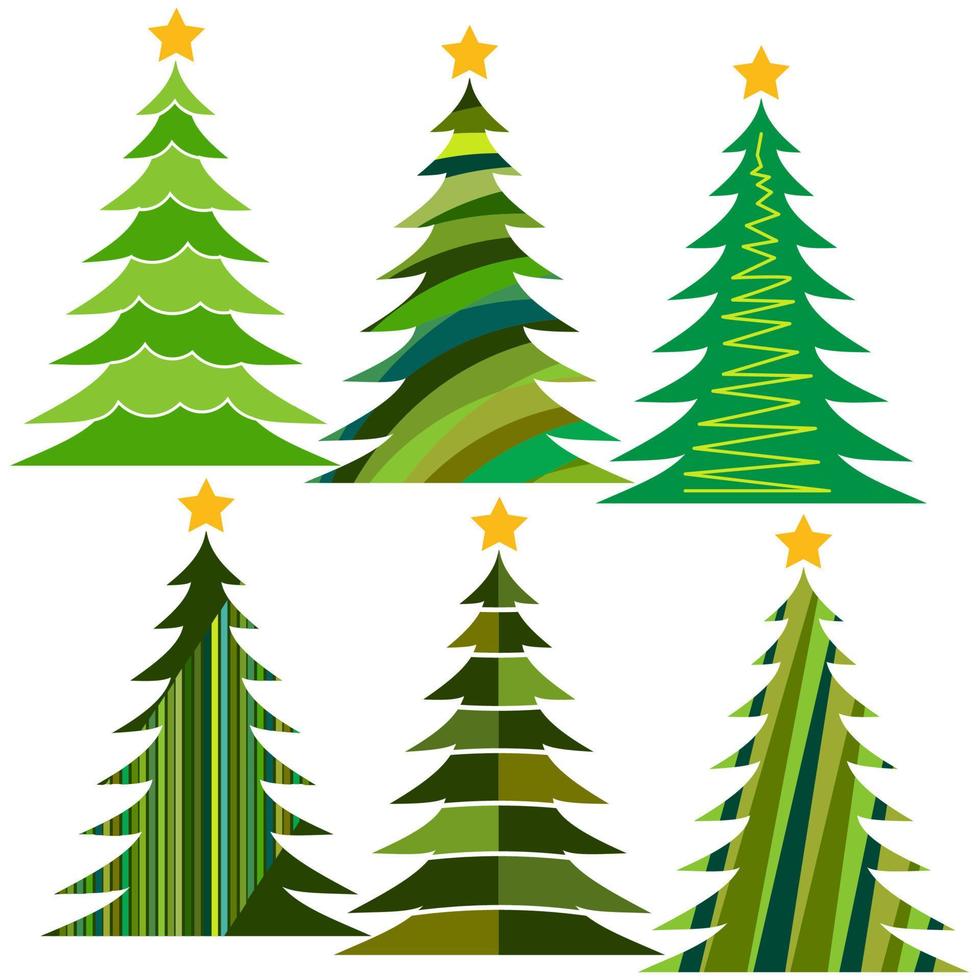 reeks van Kerstmis bomen. geïsoleerd vector illustratie voor vrolijk Kerstmis en gelukkig nieuw jaar.