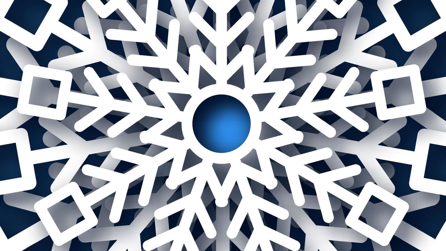 Kerstmis donker blauw achtergrond met wit papier schitteren sneeuwvlokken. nieuw jaar sneeuwvlokken vakantie decoratie. vector illustratie