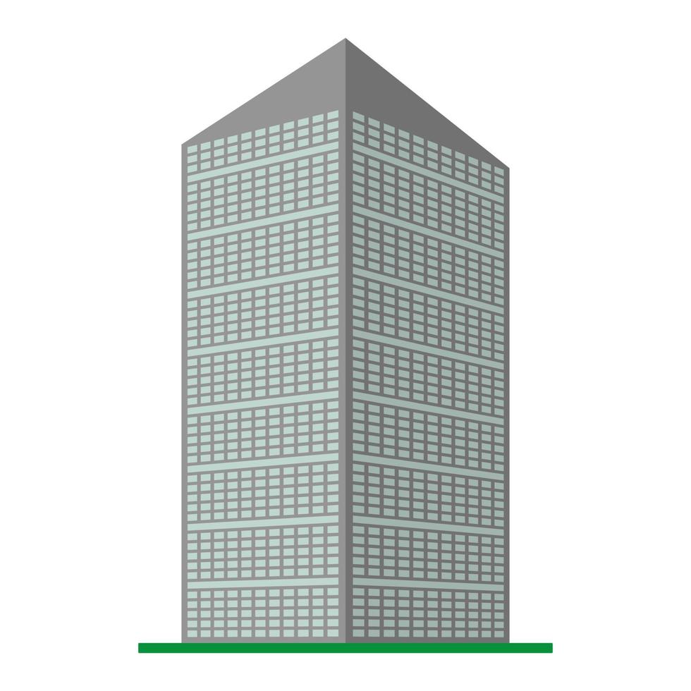 een modern hoogbouw gebouw Aan een wit achtergrond. visie van de gebouw van de onderkant. isometrische vector illustratie.