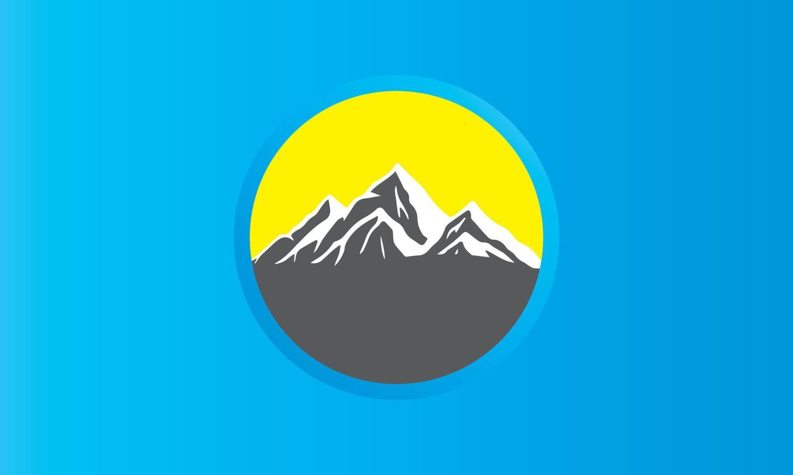 illustratie van de berg landschap in een circulaire ring met blauw achtergrond. vector