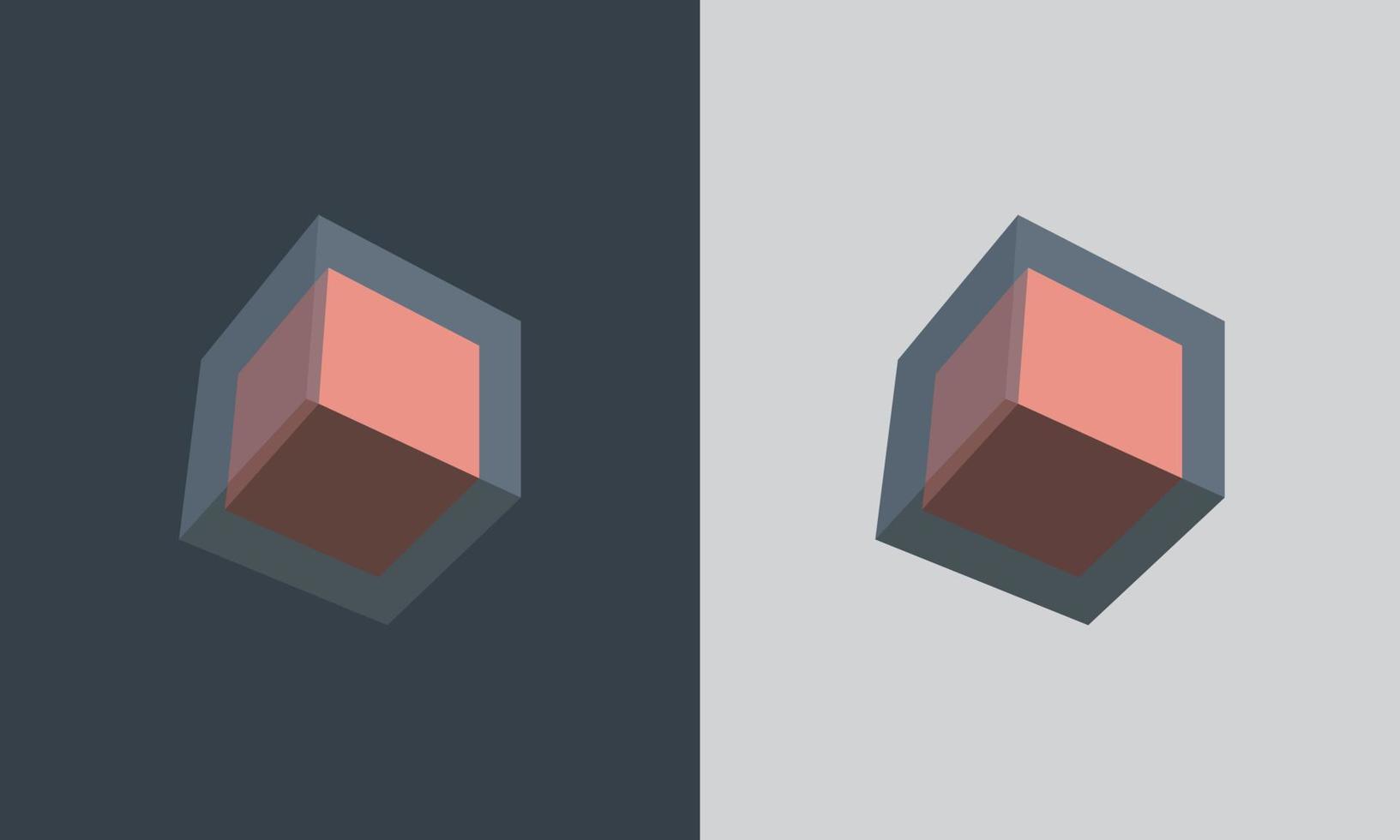 voorkant visie van een kubus ingesloten in een transparant doos Aan verschillend achtergrond. vector