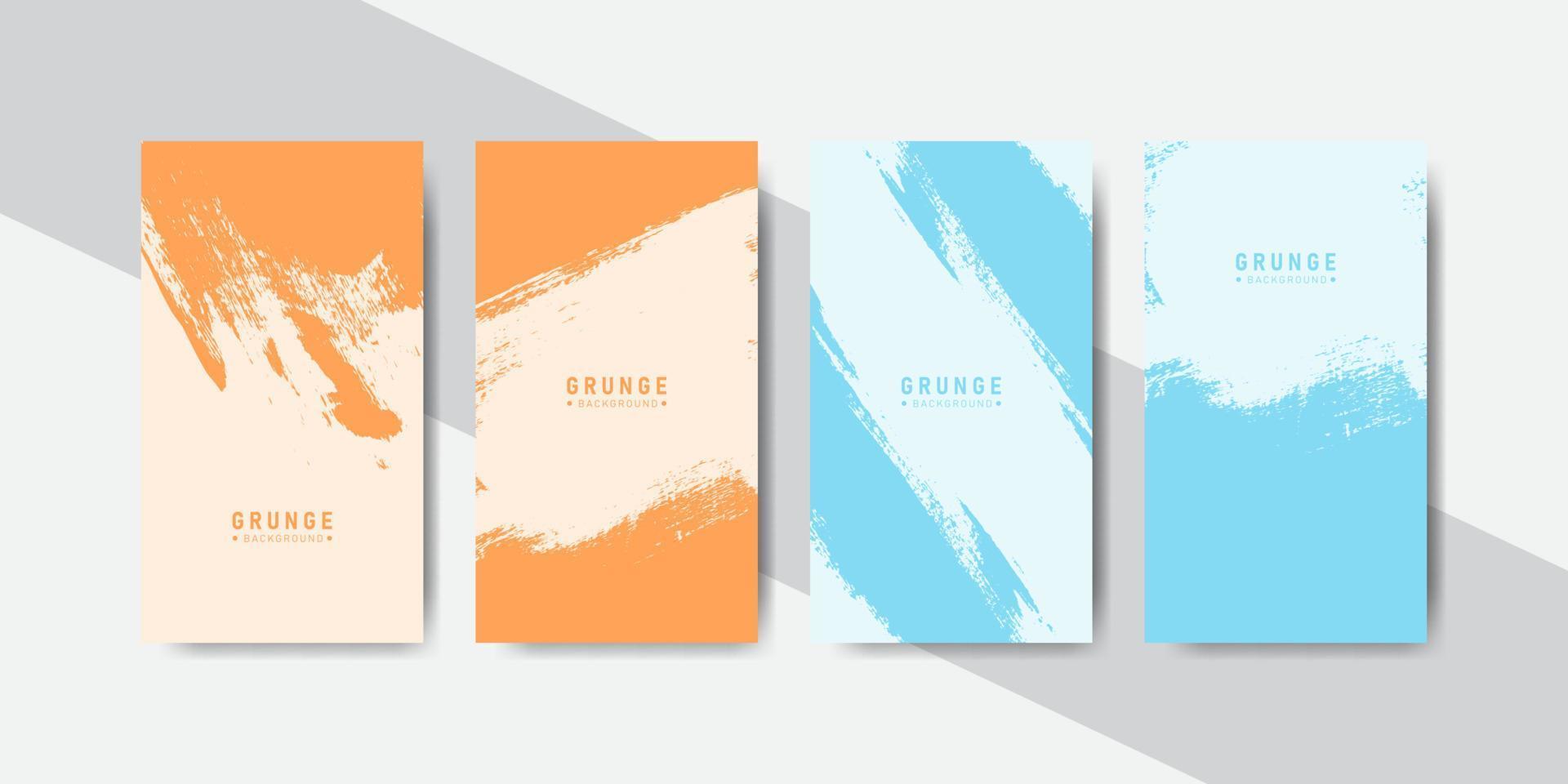 oranje en blauw pastel kleuren abstract grunge banners verzameling voor sociaal media sjabloon verhalen vector