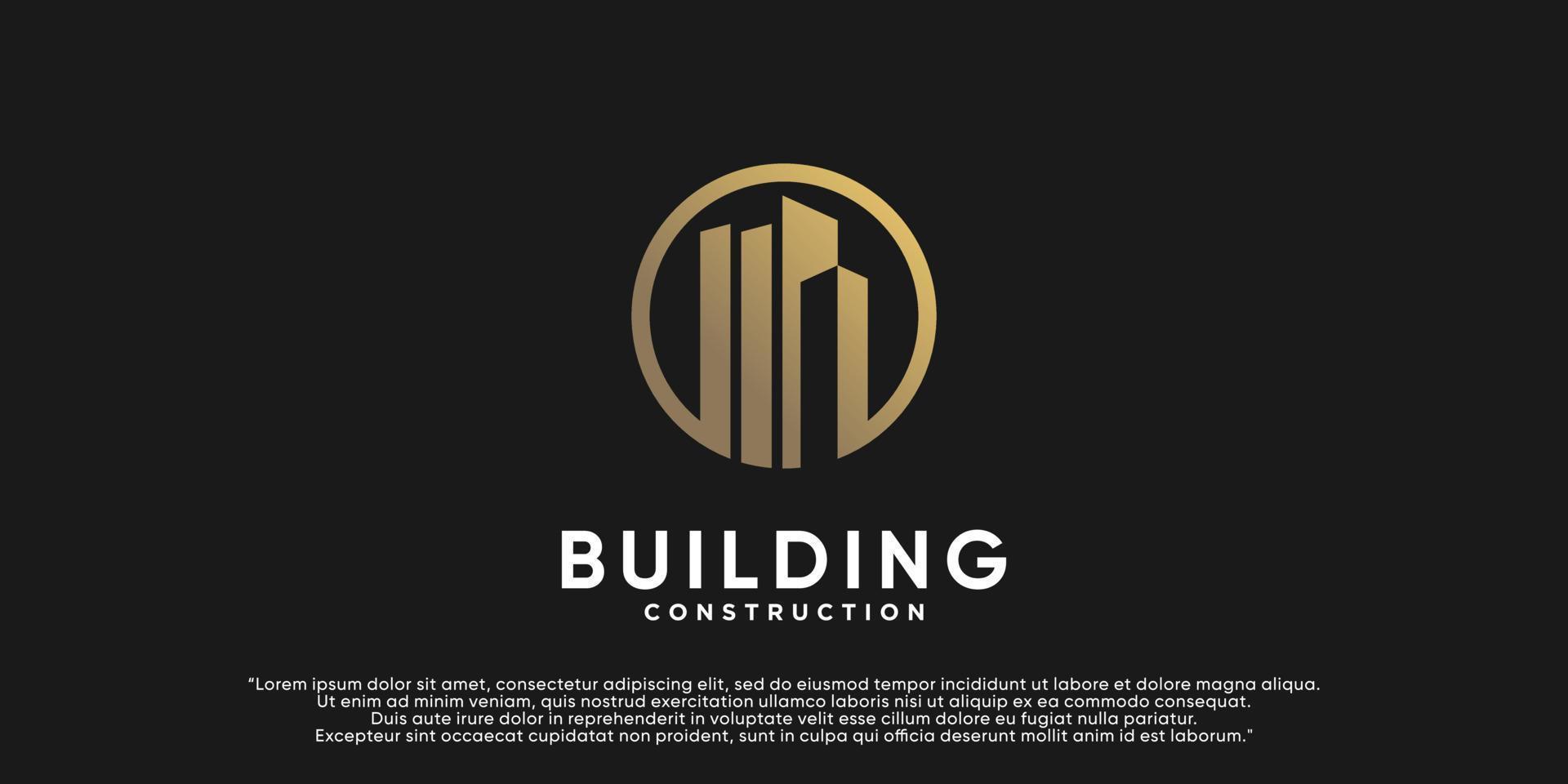 gebouw logo ontwerp illustratie voor bedrijf bouw met creatief concept premie vector