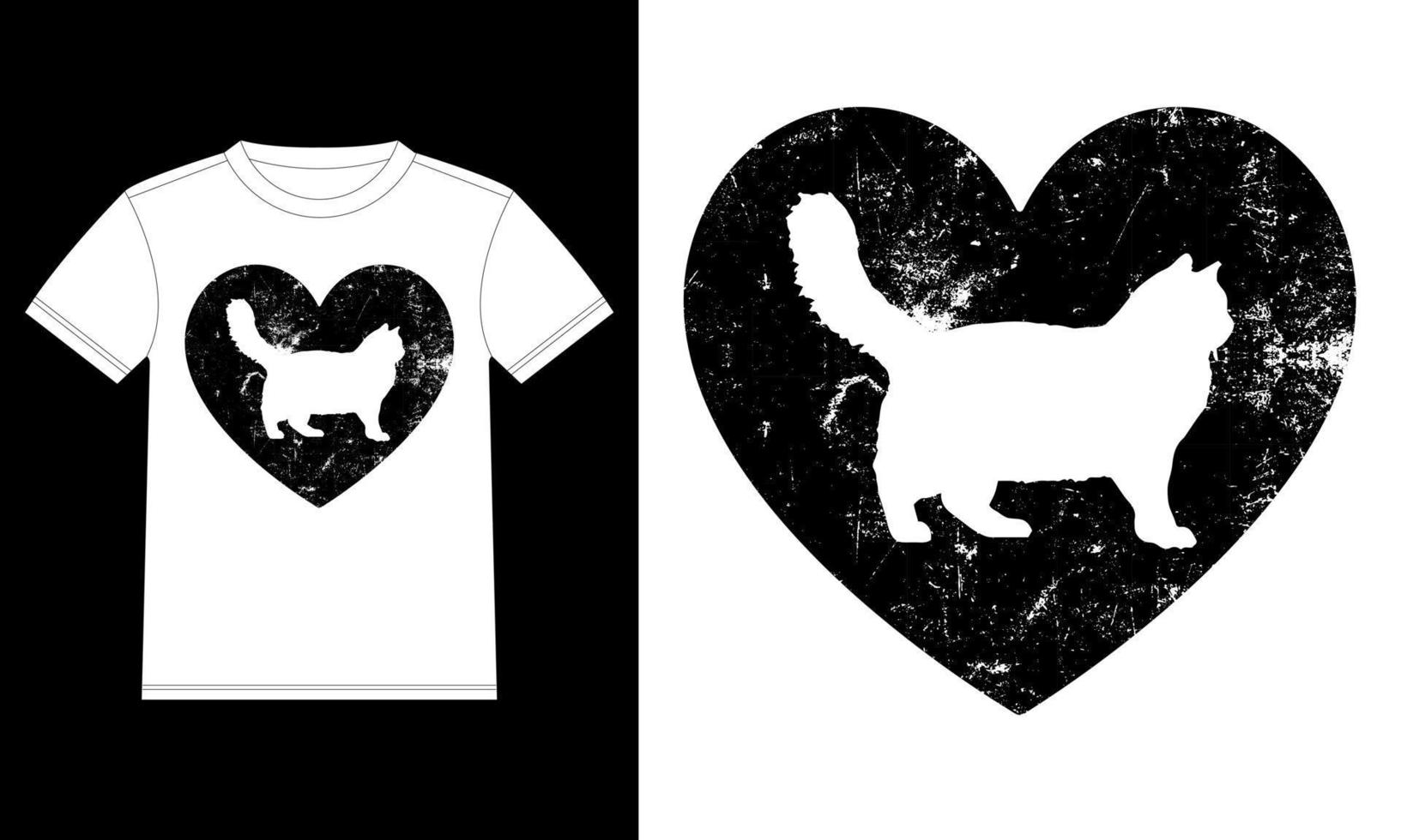 lappenpop kat hart wijnoogst t-shirt ontwerp sjabloon, lappenpop kat Aan bord, auto venster sticker vector