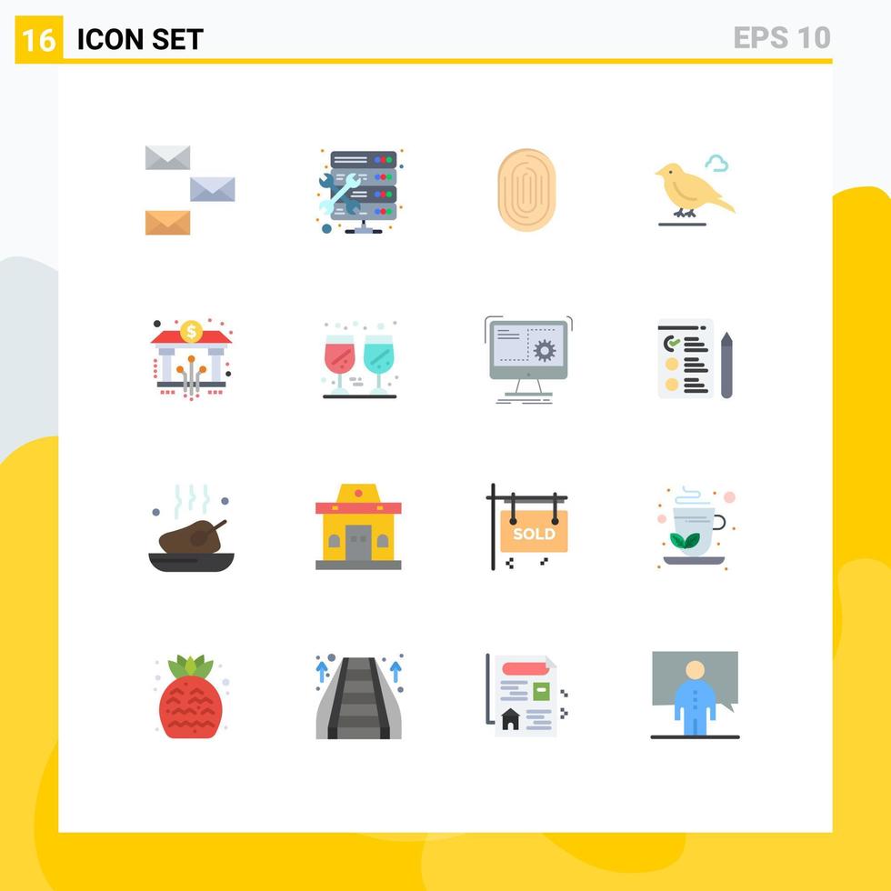 reeks van 16 modern ui pictogrammen symbolen tekens voor klein vogel instelling scannen scannen bewerkbare pak van creatief vector ontwerp elementen
