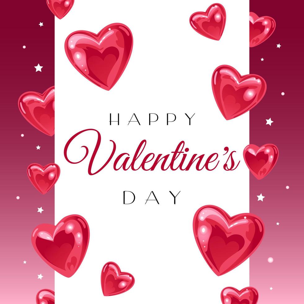 valentijnsdag dag. helder banier met glimmend zoet hartvormig lolly. voor reclame banier, website, poster, uitverkoop folder vector