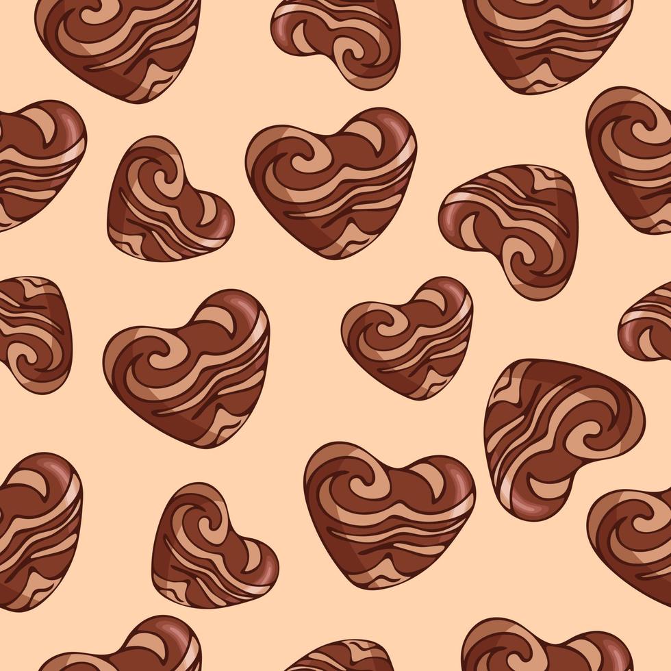 chocolaatjes, hartvormig ontbijtkoek. valentijnsdag dag. vector