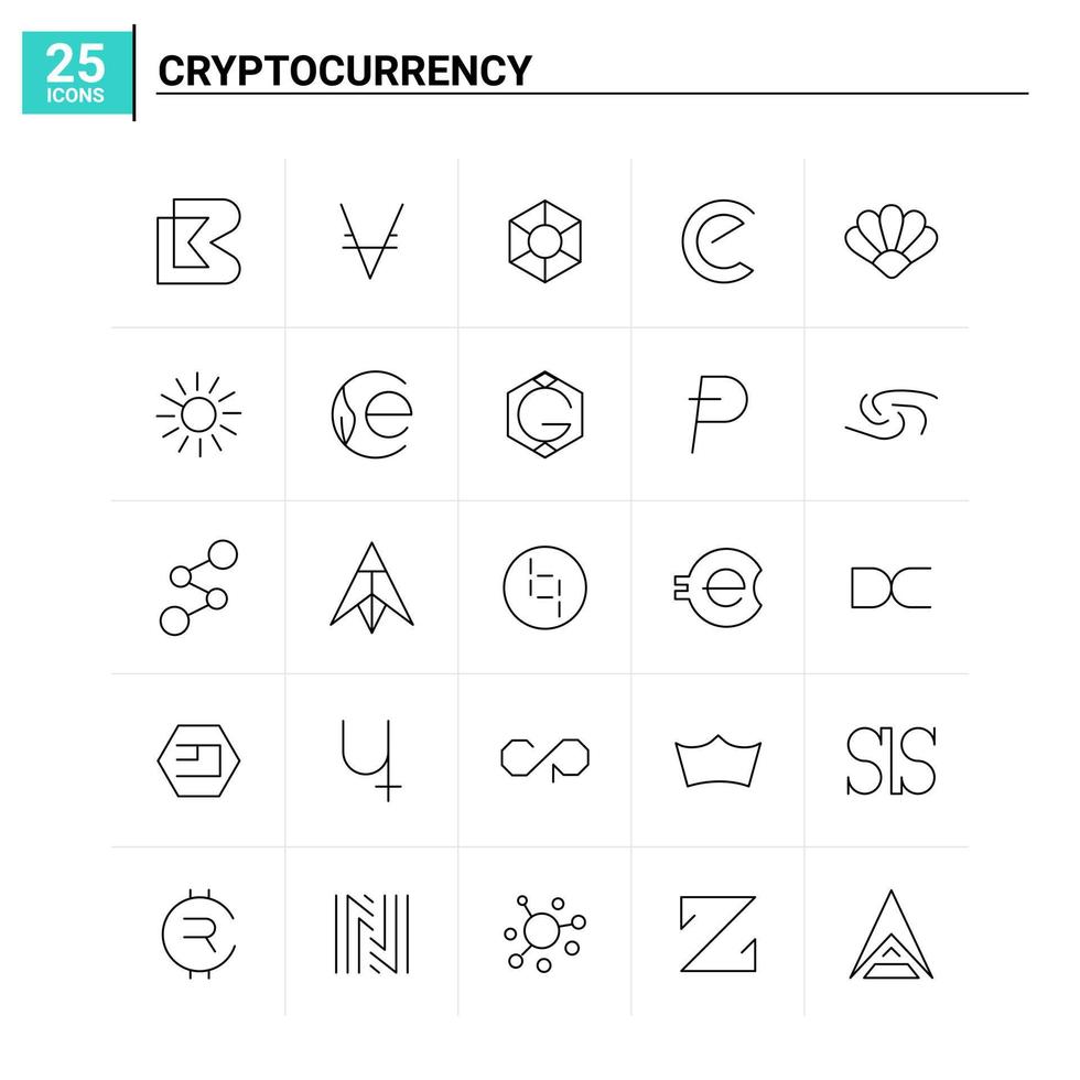 25 cryptogeld icoon reeks vector achtergrond
