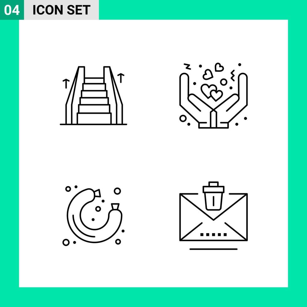 pak van 4 lijn stijl icoon set. schets symbolen voor afdrukken. creatief tekens geïsoleerd Aan wit achtergrond. 4 icoon set. vector