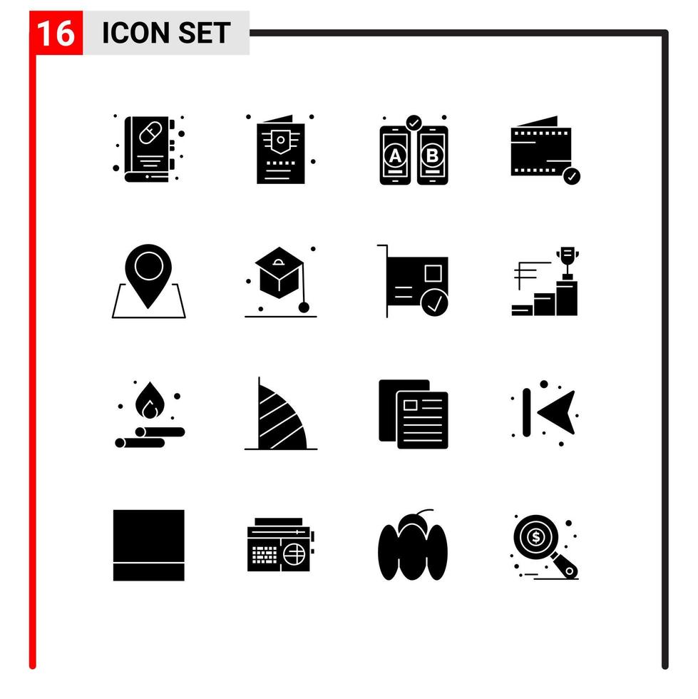 reeks van 16 modern ui pictogrammen symbolen tekens voor pin plaats ontwikkeling portemonnee handel bewerkbare vector ontwerp elementen