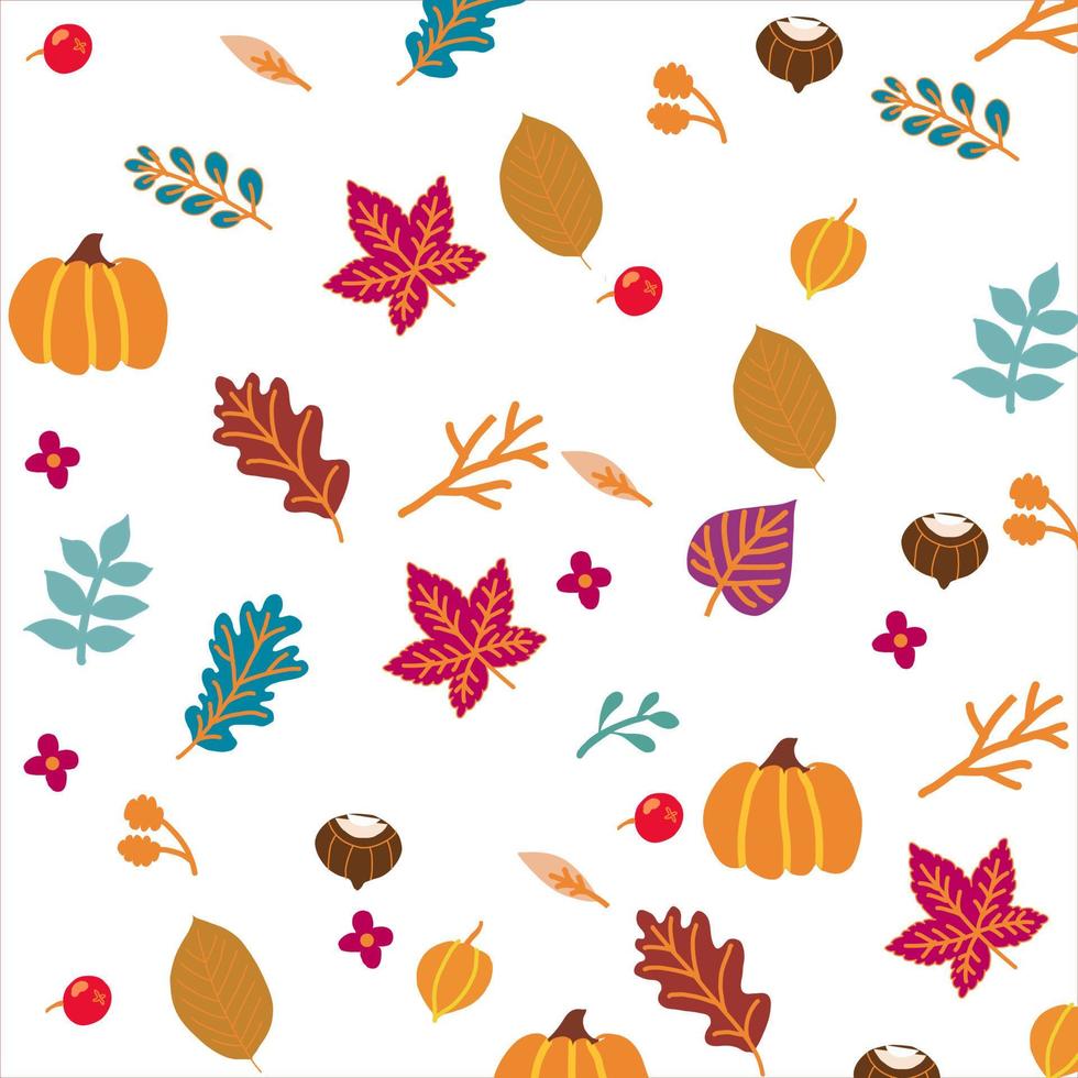 herfst bladeren kleurrijk vlak reeks van esdoorn, eik, berk, struik, gras, geel oranje herfst bomen en herfst struiken pictogrammen met gouden herfst gebladerte bladeren. vector
