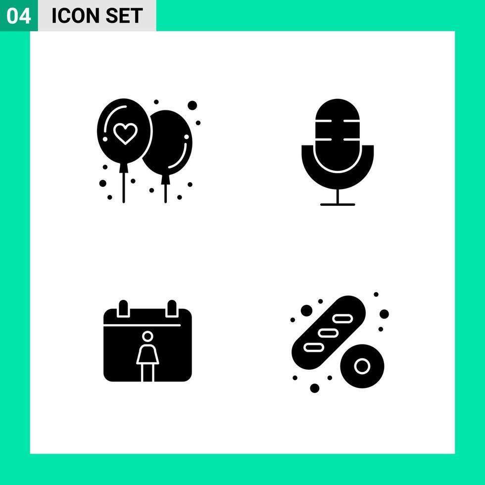 pak van 4 solide stijl icoon set. glyph symbolen voor afdrukken. creatief tekens geïsoleerd Aan wit achtergrond. 4 icoon set. vector