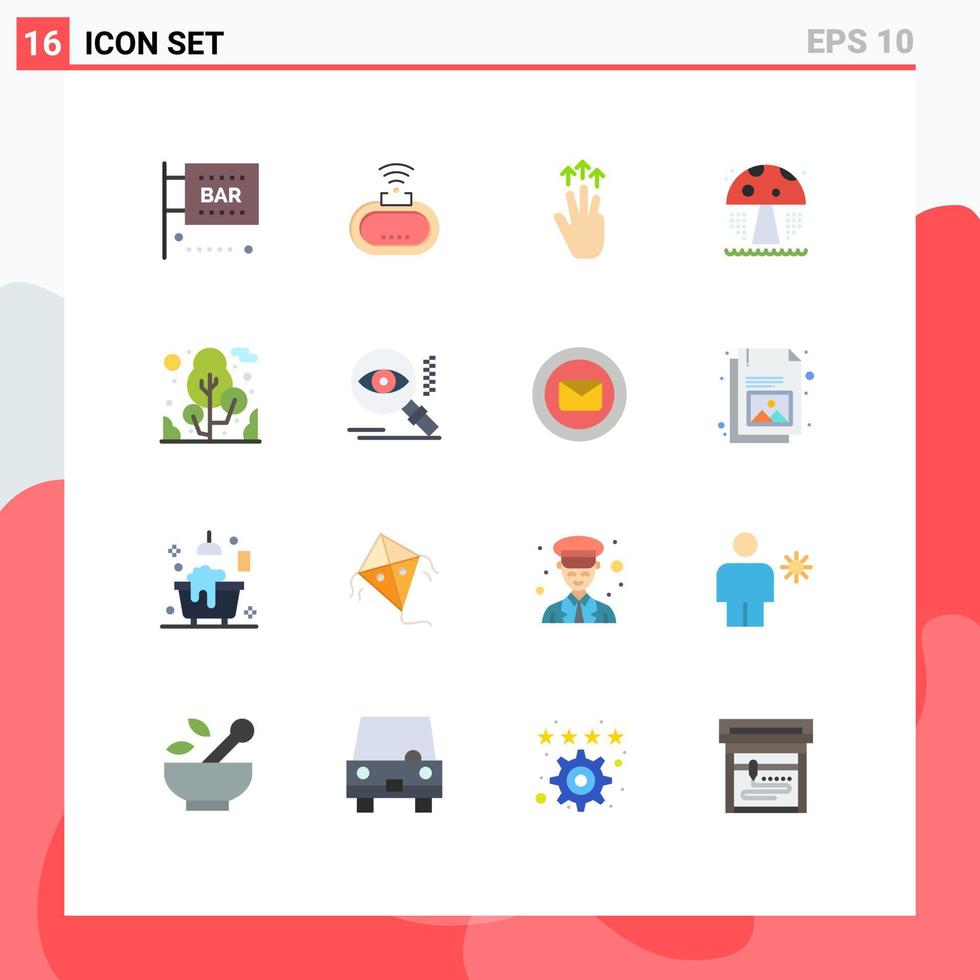 reeks van 16 modern ui pictogrammen symbolen tekens voor fabriek park signaal water drie vinger bewerkbare pak van creatief vector ontwerp elementen