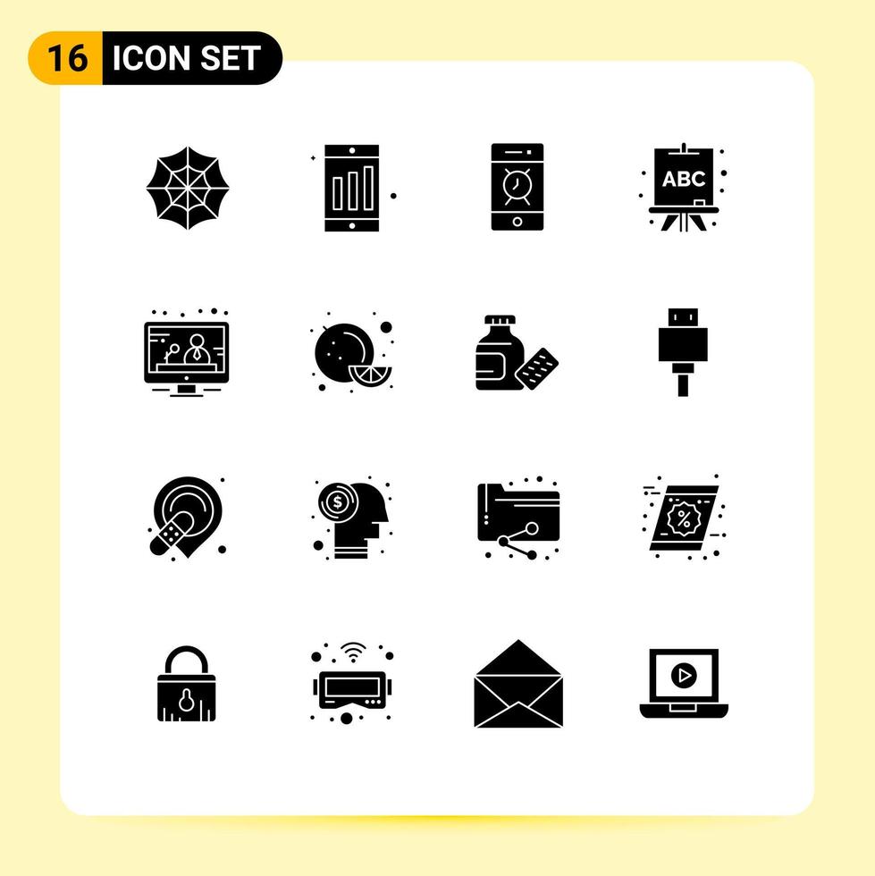 voorraad vector icoon pak van 16 lijn tekens en symbolen voor fruit nieuws klok media aan het leren bewerkbare vector ontwerp elementen