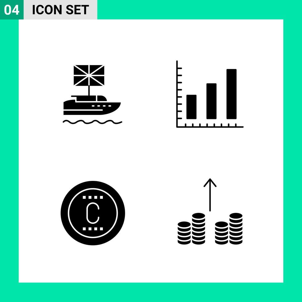 pak van 4 solide stijl icoon set. glyph symbolen voor afdrukken. creatief tekens geïsoleerd Aan wit achtergrond. 4 icoon set. vector