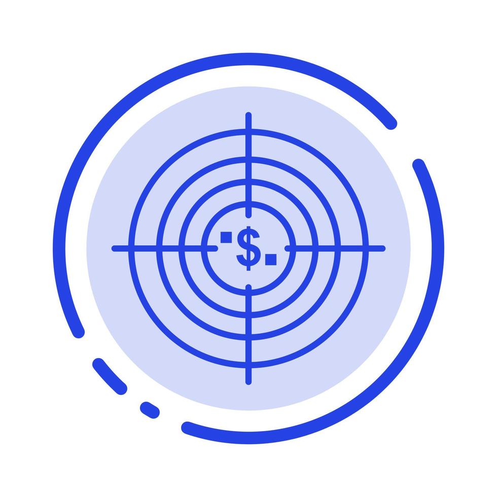 doelwit doel bedrijf contant geld financieel fondsen jacht- geld blauw stippel lijn lijn icoon vector