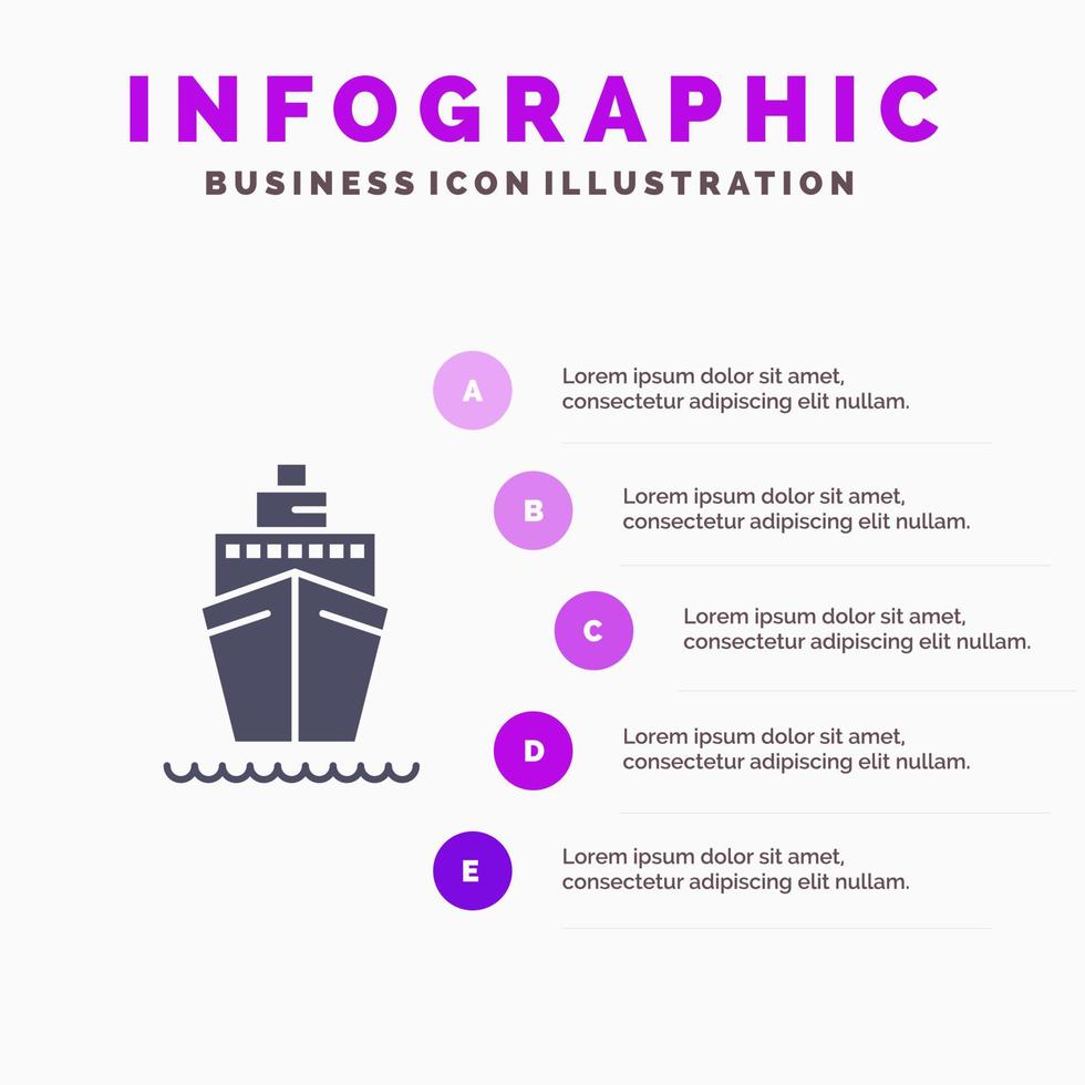 boot schip vervoer vaartuig infographics presentatie sjabloon 5 stappen presentatie vector