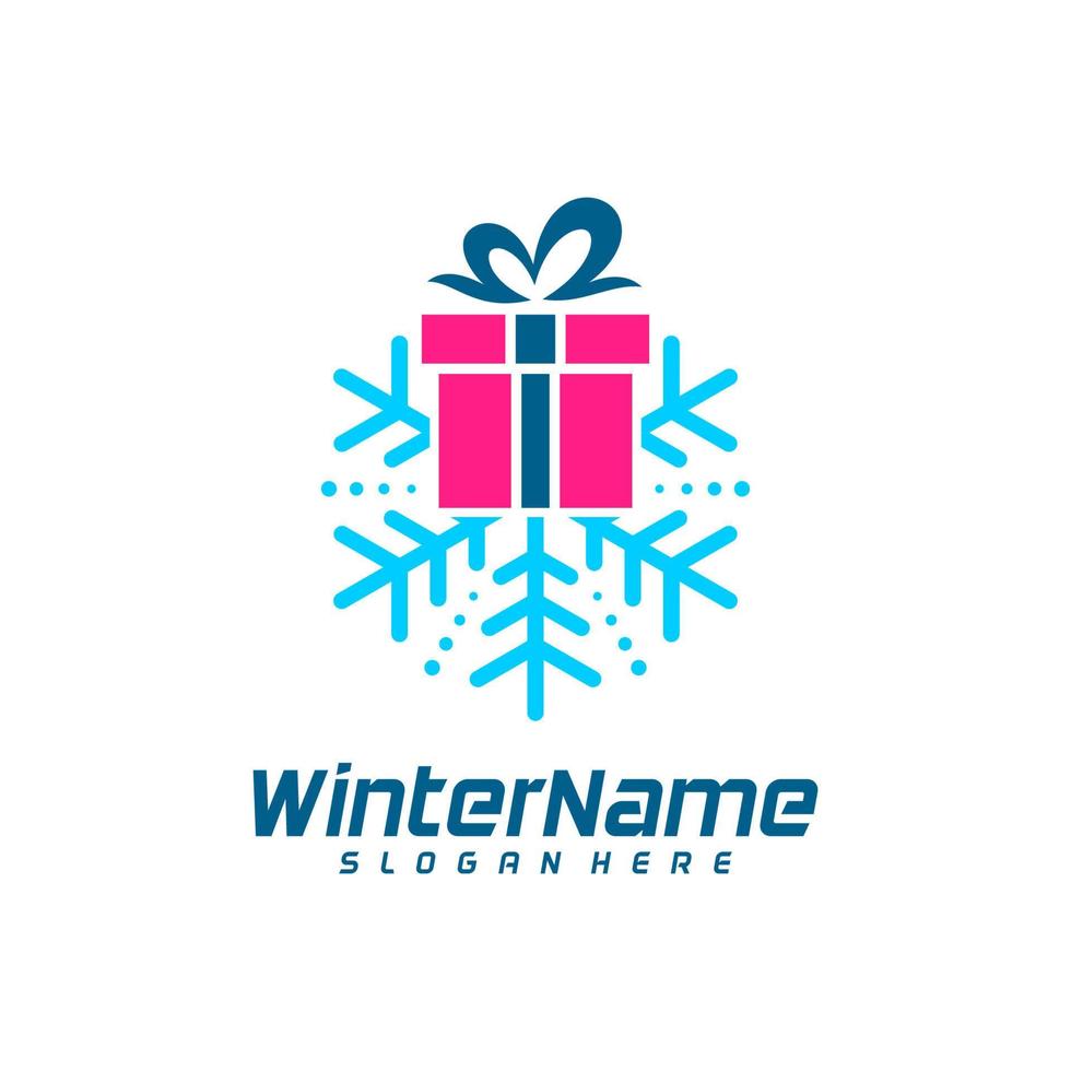 winter geschenk logo sjabloon, geschenk winter logo ontwerp vector