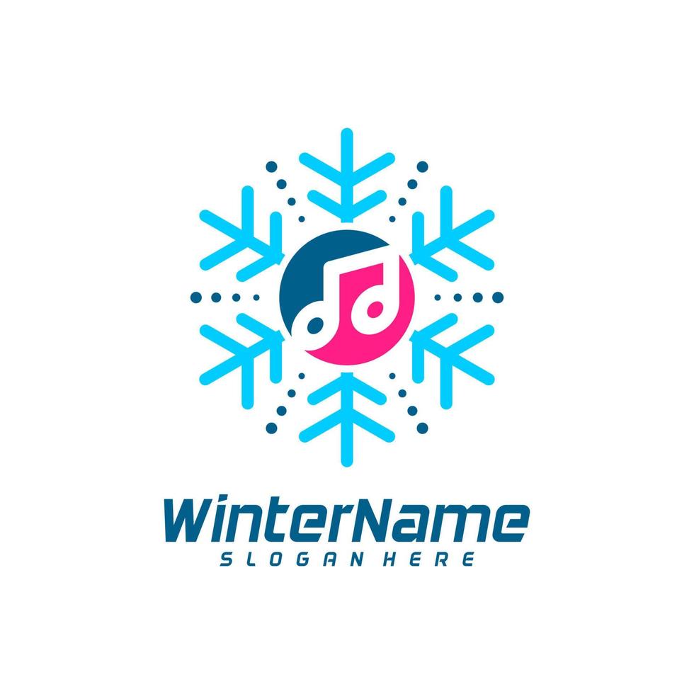 winter muziek- logo sjabloon, winter logo ontwerp vector