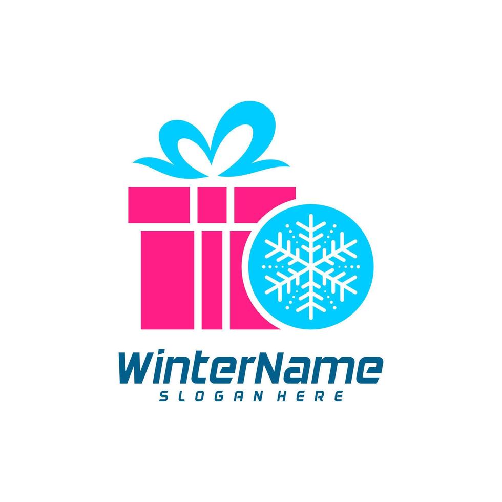 winter geschenk logo sjabloon, geschenk winter logo ontwerp vector