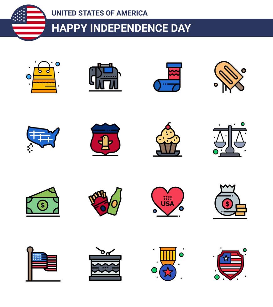 16 creatief Verenigde Staten van Amerika pictogrammen modern onafhankelijkheid tekens en 4e juli symbolen van Verenigde kaart Kerstmis Verenigde Staten van Amerika room bewerkbare Verenigde Staten van Amerika dag vector ontwerp elementen