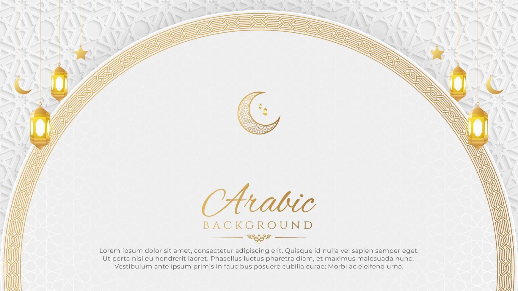 Arabisch Islamitisch luxe sier- achtergrond met Islamitisch patroon en decoratief ornament kader vector