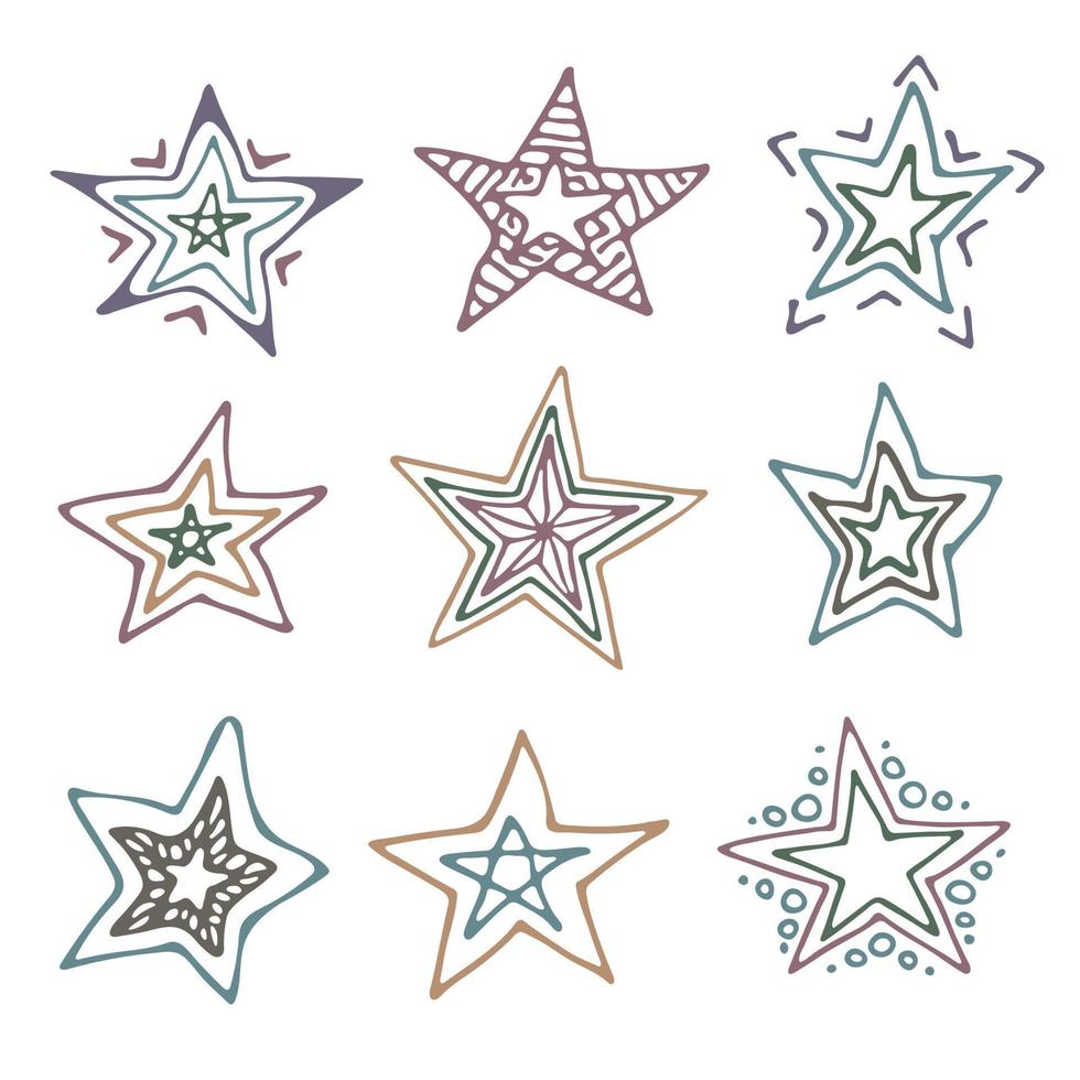 vector hand- getrokken ster clip art. tekening reeks voor afdrukken, web, groet kaart, ontwerp, decor