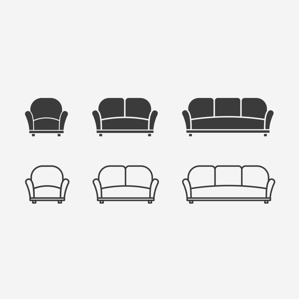 meubilair, sofa icoon vector reeks symbool teken