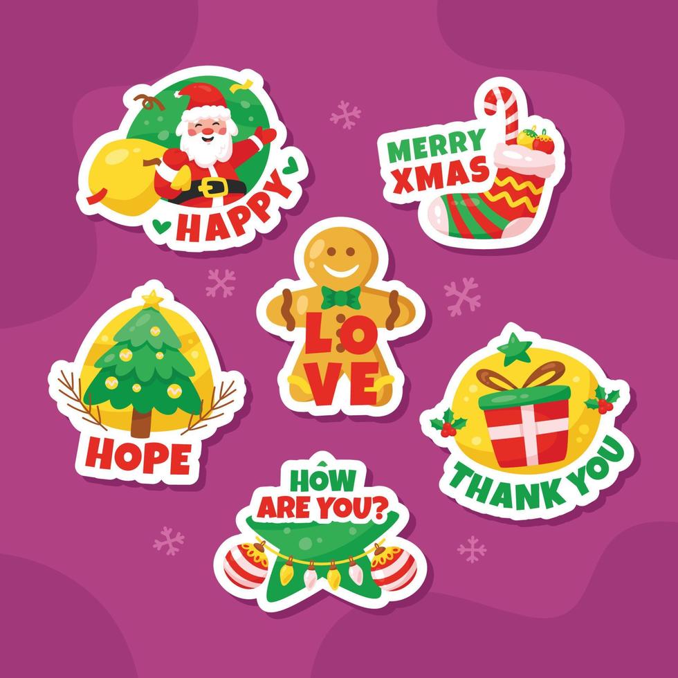 schattige kerststickers vector