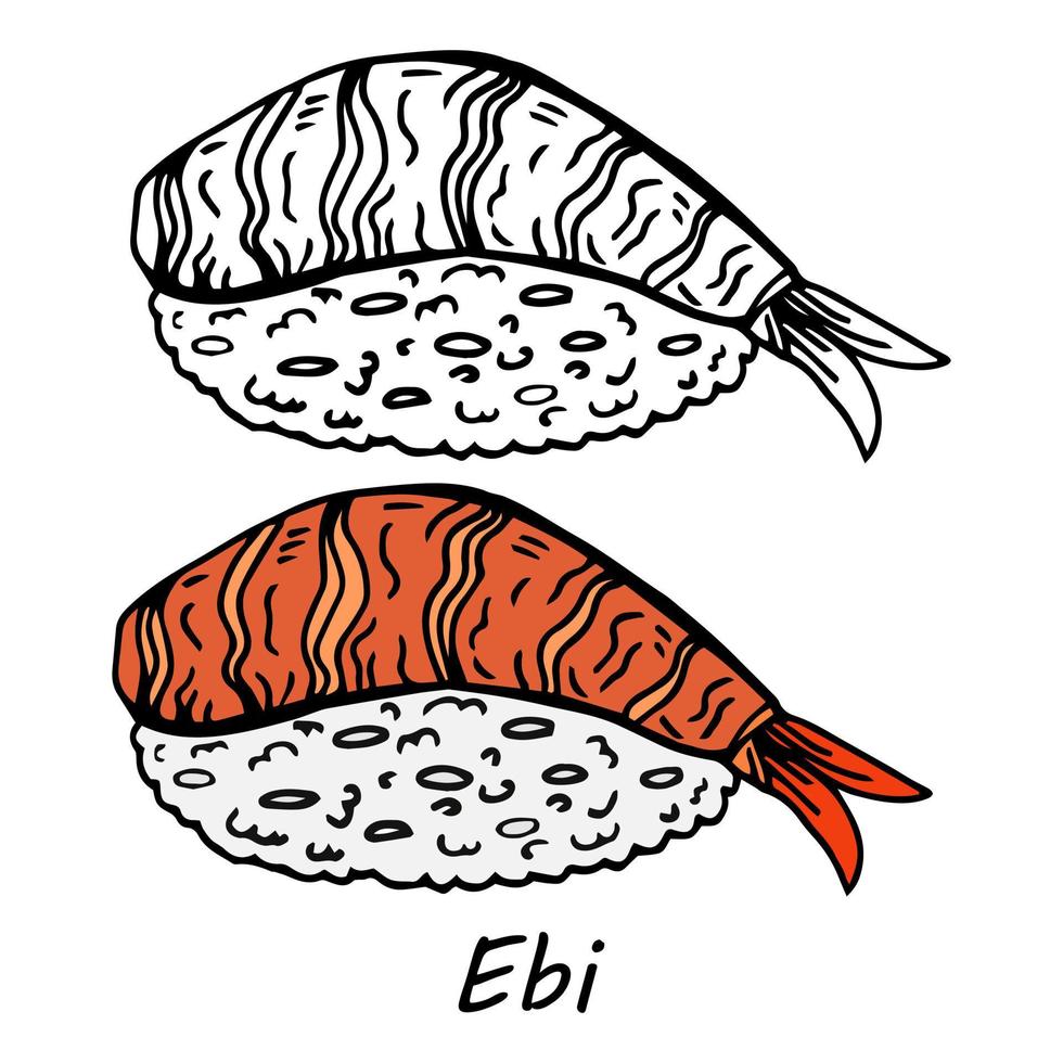 sushi - ama ebi nigiri op een witte vector