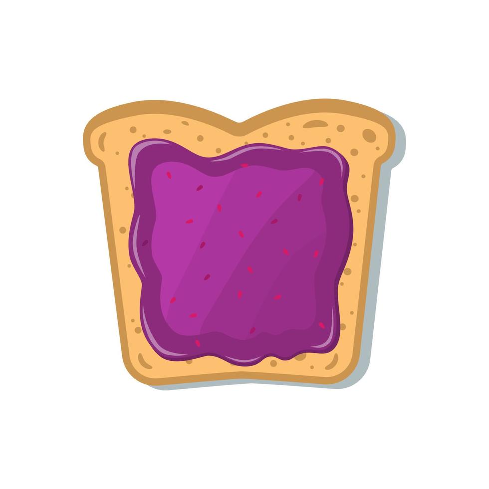 geroosterd brood met bosbes jam, geïsoleerd Aan wit. vector illustratie, tekenfilm stijl.