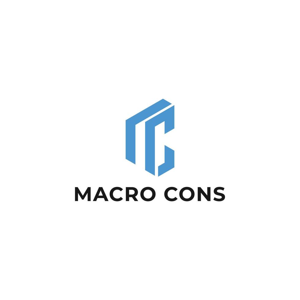 abstract eerste brief mc of cm logo in blauw kleur geïsoleerd in wit achtergrond toegepast voor bedrijf en overleg plegen logo ook geschikt voor de merken of bedrijven hebben eerste naam cm of mc. vector