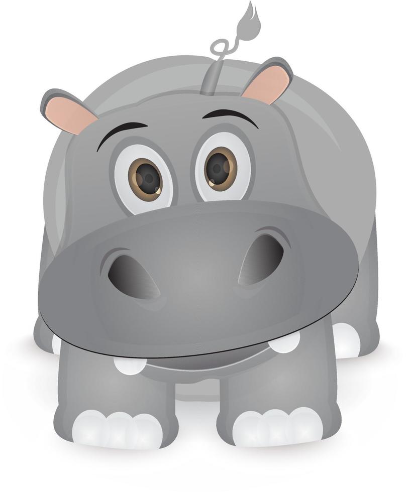 tekenfilm grijs nijlpaard glimlach geïsoleerd vector