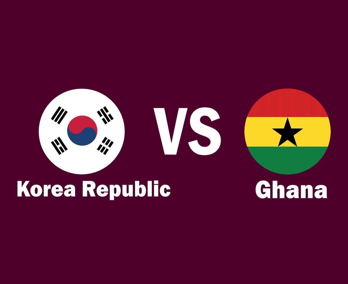 zuiden Korea en Ghana vlag met namen symbool ontwerp Afrika en Azië Amerikaans voetbal laatste vector Afrikaanse en Aziatisch landen Amerikaans voetbal teams illustratie