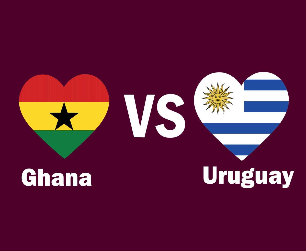 Ghana en Uruguay vlag hart met namen symbool ontwerp Latijns Amerika en Afrika Amerikaans voetbal laatste vector Latijns Amerikaans en Afrikaanse landen Amerikaans voetbal teams illustratie
