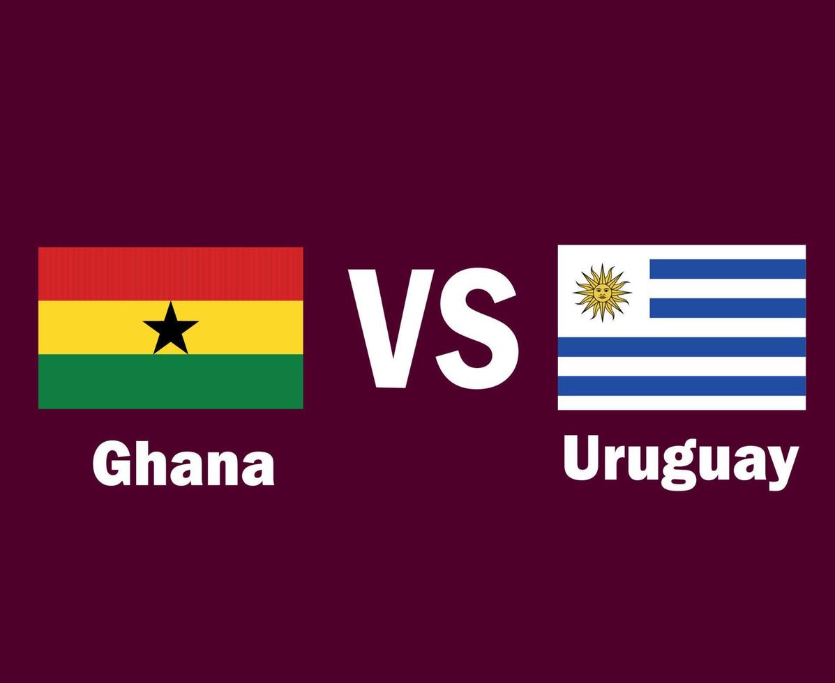 Ghana en Uruguay vlag embleem met namen symbool ontwerp Latijns Amerika en Afrika Amerikaans voetbal laatste vector Latijns Amerikaans en Afrikaanse landen Amerikaans voetbal teams illustratie