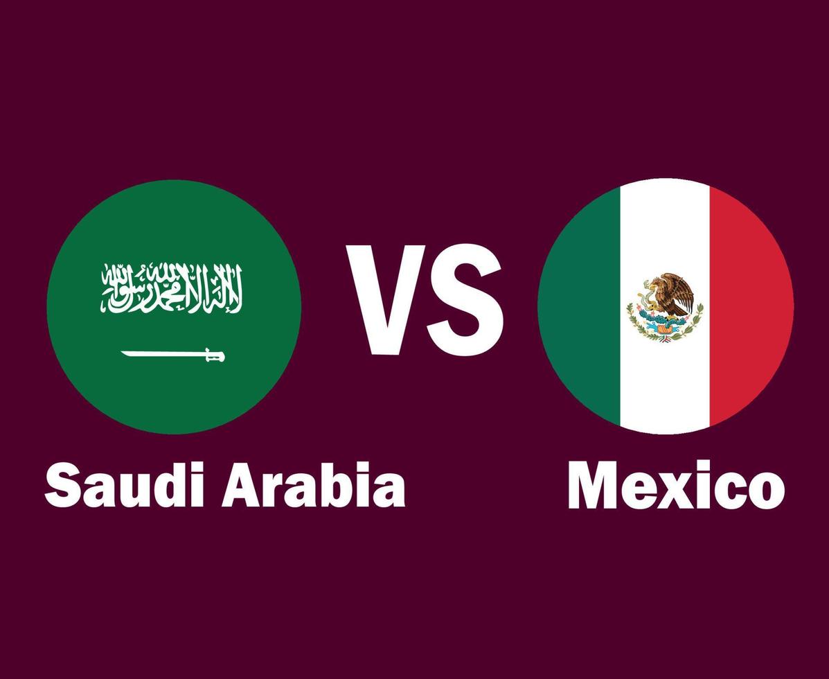 saudi Arabië en Mexico vlag met namen symbool ontwerp noorden Amerika en Azië Amerikaans voetbal laatste vector noorden Amerikaans en Aziatisch landen Amerikaans voetbal teams illustratie