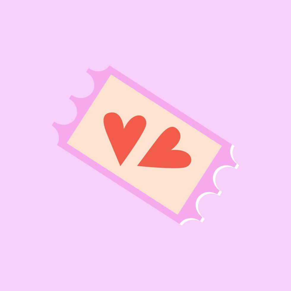 gelukkig Valentijnsdag dag liefde coupon voor vriendje of vriendin. handgemaakt sticker van liefde ticket van coupon boek . Valentijn roze kaart voor datum nacht. liefde, romantiek. vector