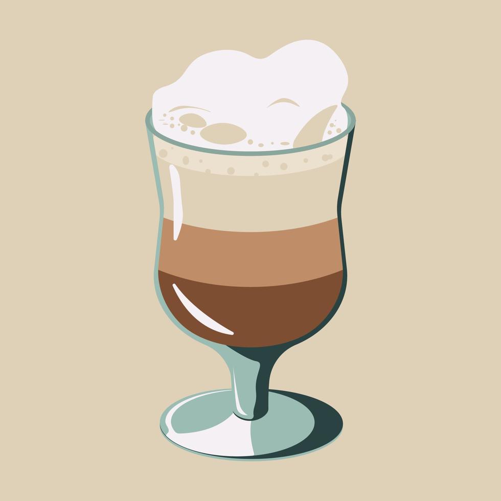 koffie drankjes latte met schuim geïsoleerd vector illustratie