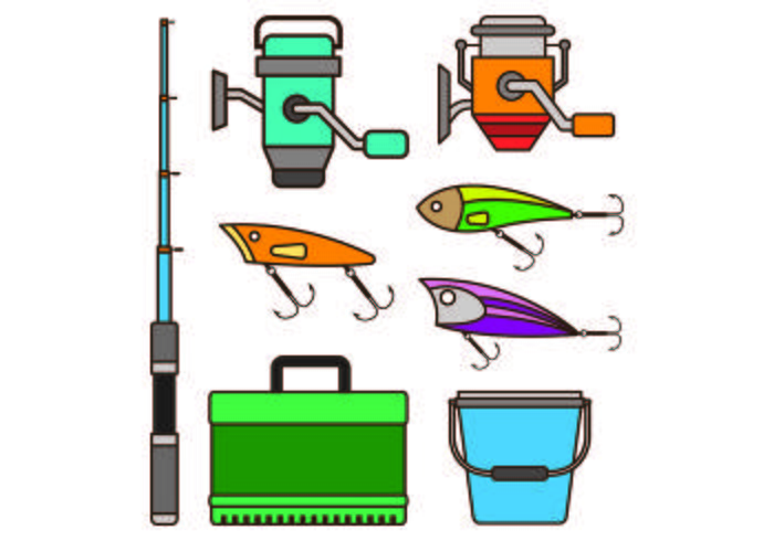 Set Equipment Icon van Visserij vector